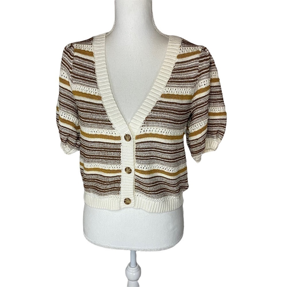 House ofโ Harlow 1960 Crop Cardigan Sweater Metallic Small